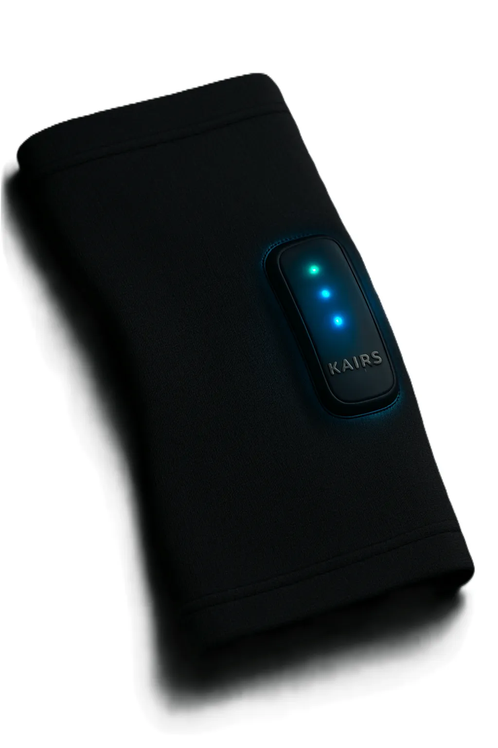 KAIRS knee sleeve prototype with the sensor module lit